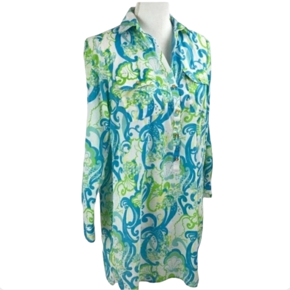 Lilly Pulitzer Crystal Coast Captiva Tunic Mini Dress Small Blue - Picture 3 of 11